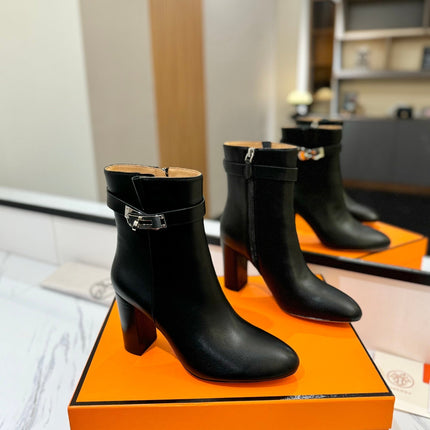 HM 26S ANKLE BOOTS 85 MM IN BLACK CALFSKIN