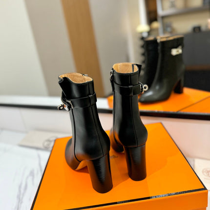 HM 26S ANKLE BOOTS 85 MM IN BLACK CALFSKIN