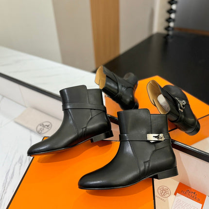 HM 26S NEO ANKLE BOOTS IN BLACK CALFSKIN
