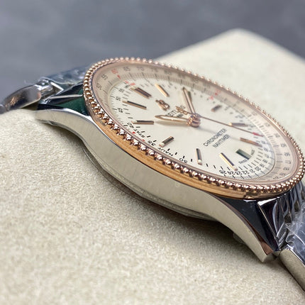 NAVITIMER AUTOMATIC 41 STEEL AND RED GOLD CASE WHITE DIAL