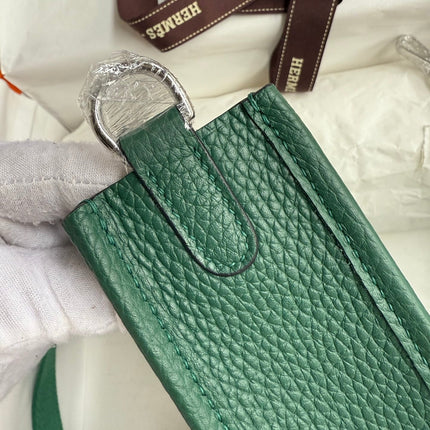 HM 25S EVELYNE 17 CM IN DARK GREEN COWHIDE WITH SILVER HARDWARE