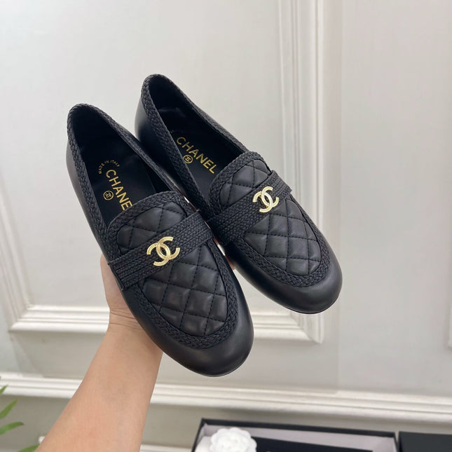 CHANEL 26S LOAFER MULES IN BLACK LAMBSKIN FABRIC