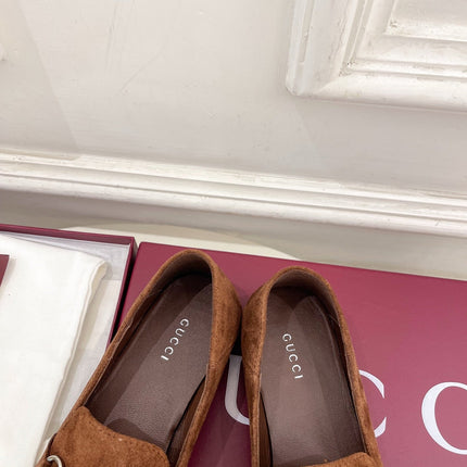 GUCCI 26S LOAFERS MM IN BROWN SUEDE WITH SILVER HARDWARE