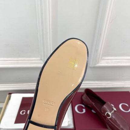GUCCI 26S LOAFERS MM IN DARK RED CALFSKIN WITH SILVER HARDWARE