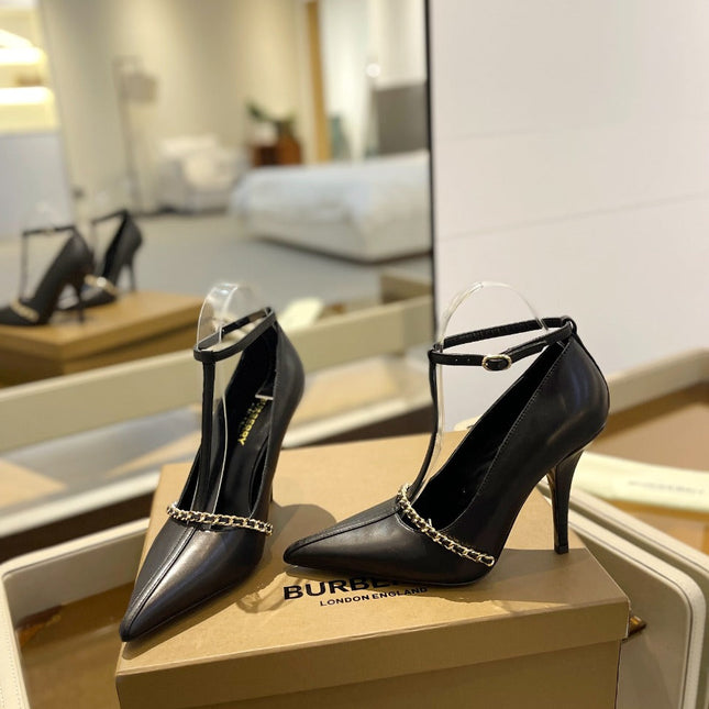 BURBERRY 26S HIGH HEELS 105 MM IN BLACK CALFSKIN