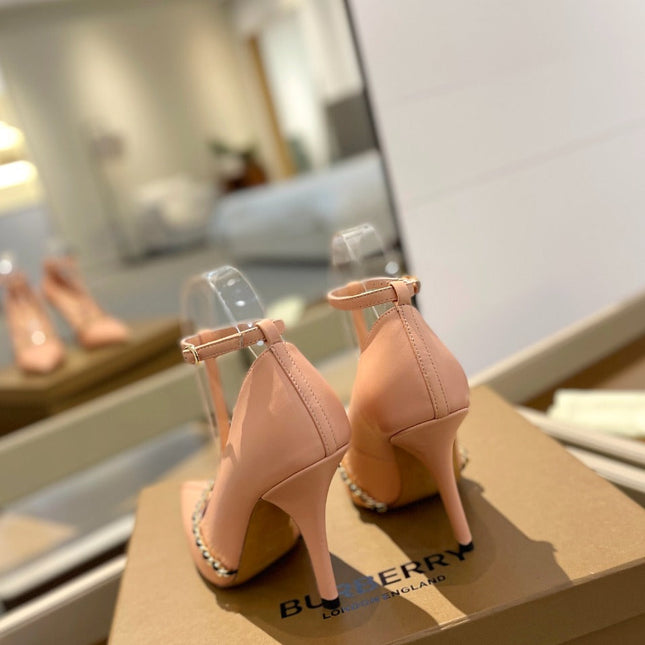 BURBERRY 26S HIGH HEELS 105 MM IN NUDE PINK CALFSKIN