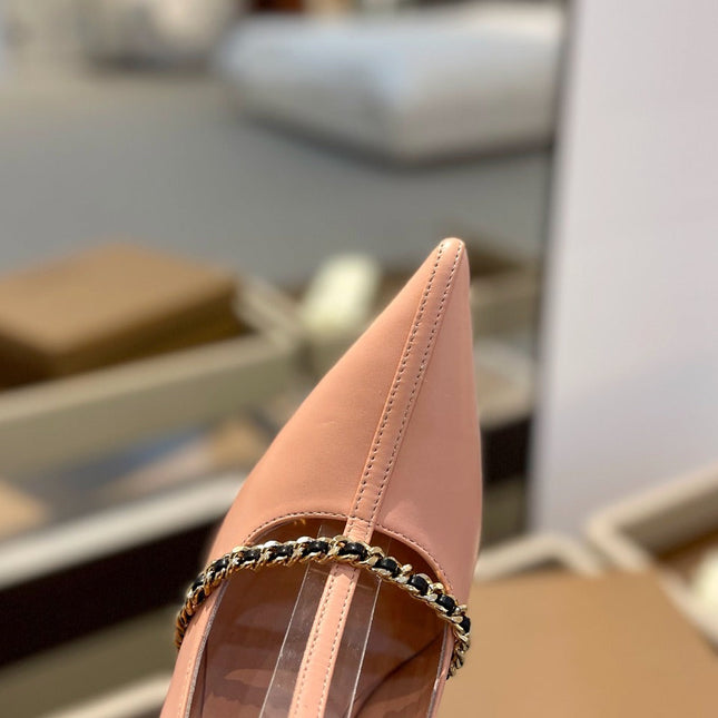 BURBERRY 26S HIGH HEELS 105 MM IN NUDE PINK CALFSKIN