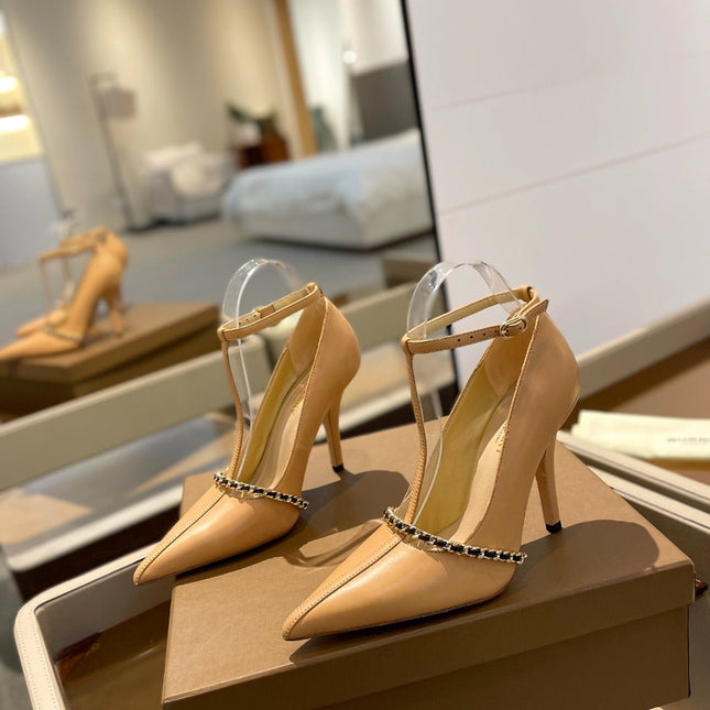 BURBERRY 26S HIGH HEELS 105 MM IN NUDE BEIGE CALFSKIN