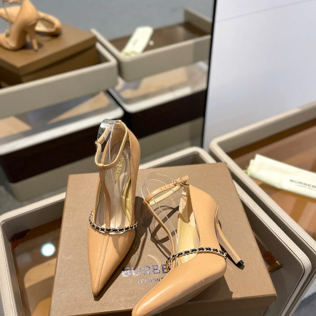 BURBERRY 26S HIGH HEELS 105 MM IN NUDE BEIGE CALFSKIN